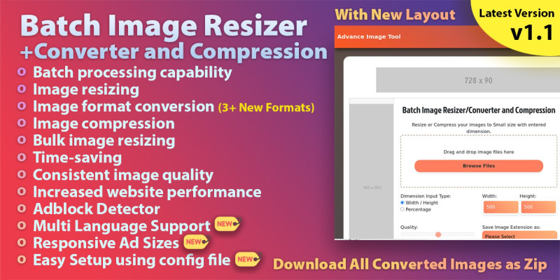 Batch Image Resizer Converter and Compression