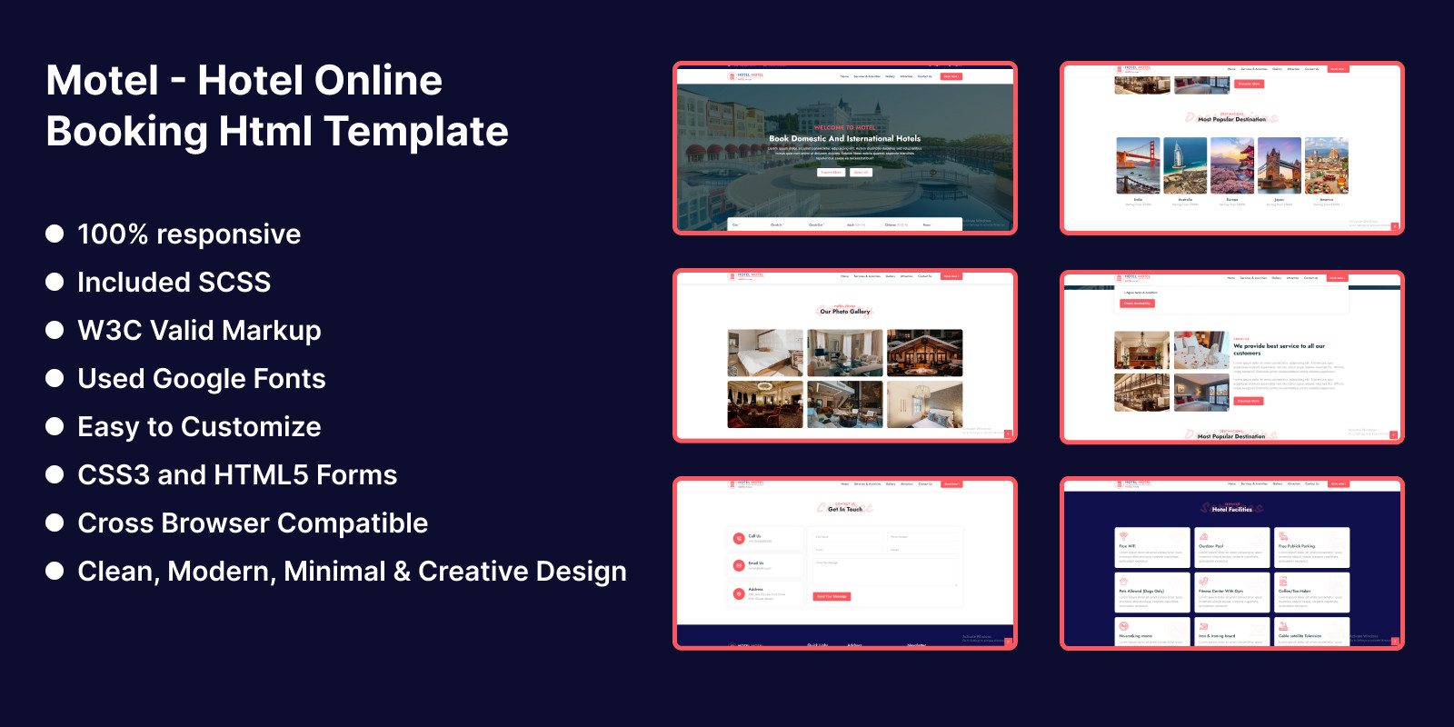 Motel - Hotel Online Booking Html Template by Mapadreaminfotech | Codester