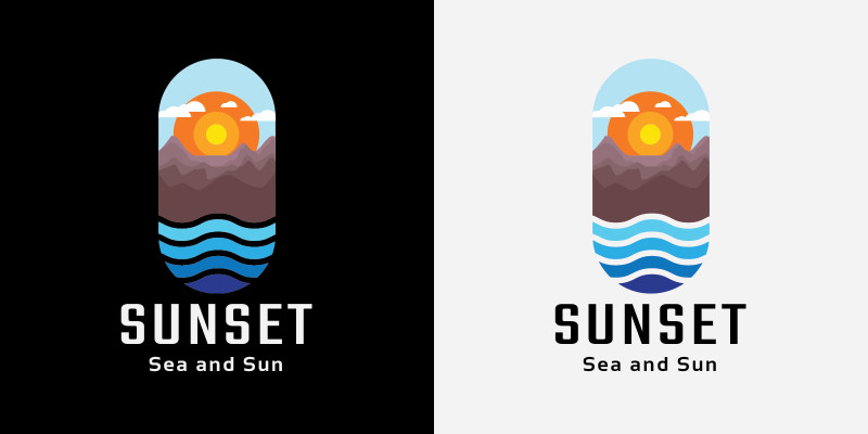 Sunset Sea and Sun Travel Agent Logo