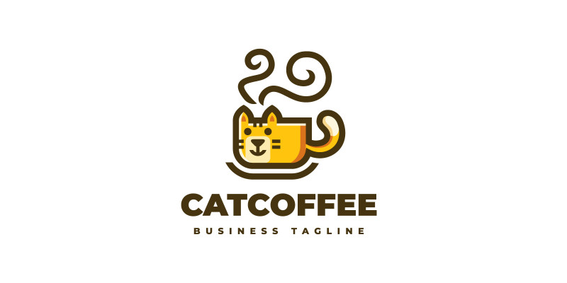 Cat Coffee Logo Template