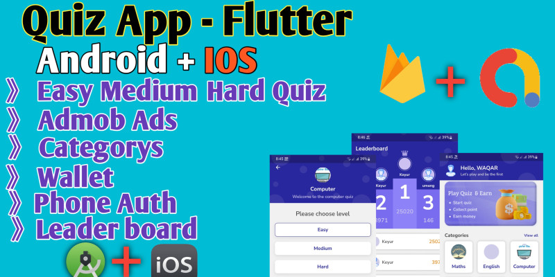 Quiz Flutter Earn App Admob Ads Firebase
