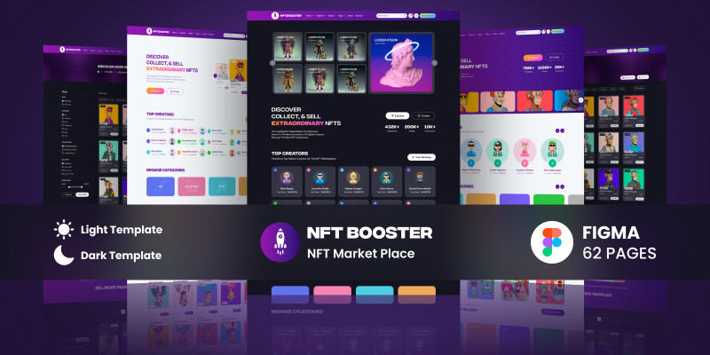 NFTBooster - NFT Marketplace Website UI Kit Figma