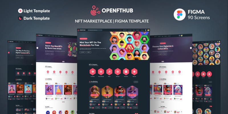 OpenNFT Hub - NFT Marketplace Website UI Kit Figma