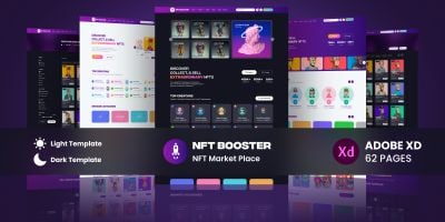 NFTBooster - NFT Marketplace Website UI Adobe XD