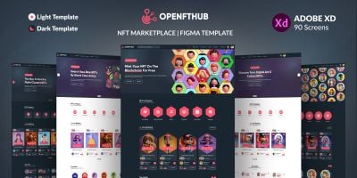 OpenNFT Hub - NFT Marketplace Website UI Adobe XD