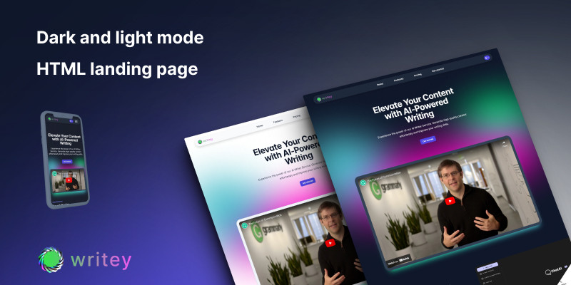 Writey - AI Writer Services HTML Landing Page