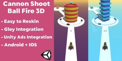 Cannon Shoot Ball Fire 3D - Unity Source Code