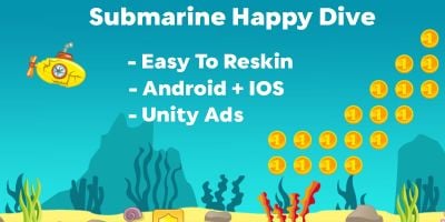 Submarine Happy Dive 2D Unity Project