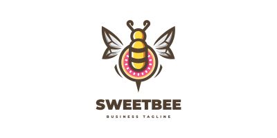 Cute Sweet Bee Logo Template