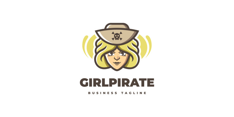 Girl Pirate Logo Template