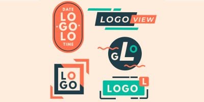 Colorful Minimal Logo Collection In retro style