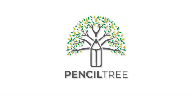 Pencil Tree Logo Template Vector Design