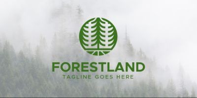 Forest land pine tree outdoor logo