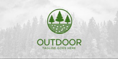 Outdoor landscape nature pine tree logo