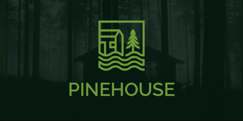 Pine house camping adventure logo