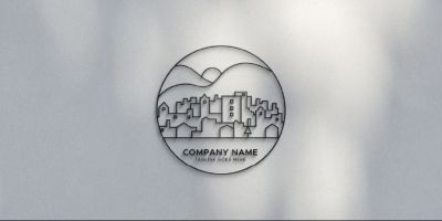 Building Line Art Circle Logo Design