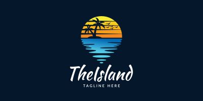 The Island Sea Beach Logo Design