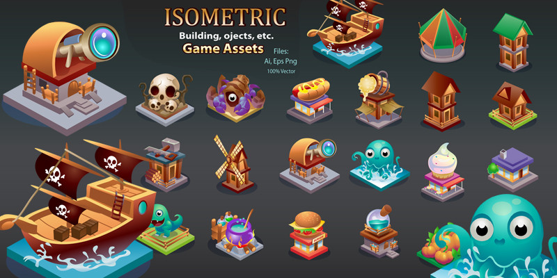 Isometric  Buildings  Objects Game assets