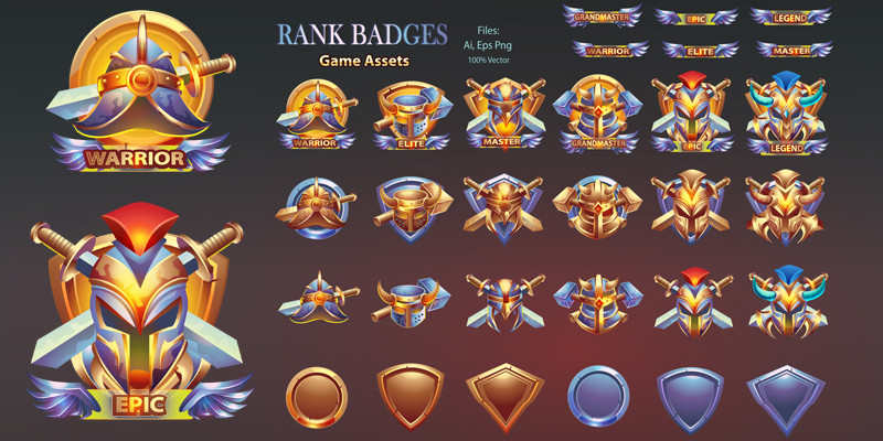 Rank Badges 02 Game Assets