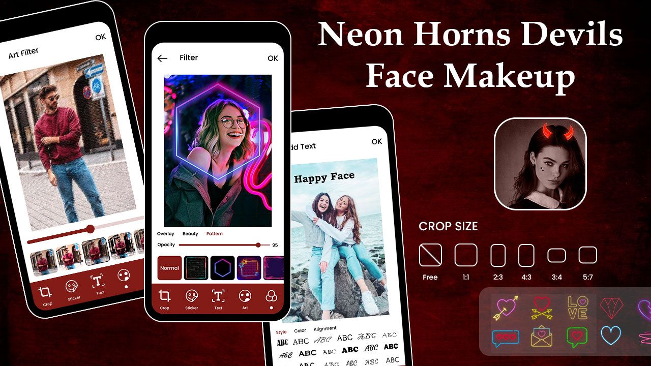 Neon Horns Devils Face Makeup Editor