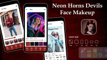 Neon Horns Devils Face Makeup Editor - Android Screenshot 1