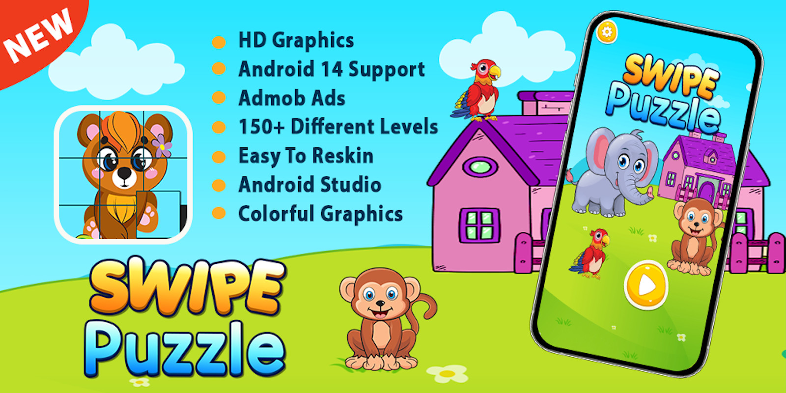 Swipe Puzzle Game For Kids Android by SuperGame Codester