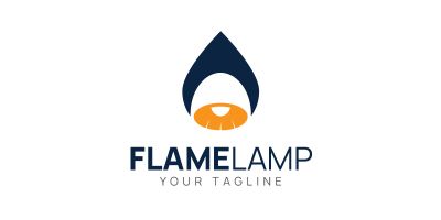 Flame Lamp Light Logo Design Template