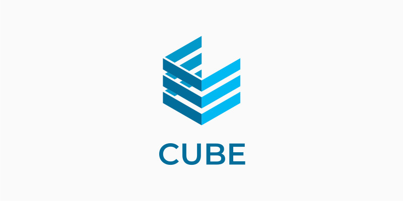 Line Cube Logo Template