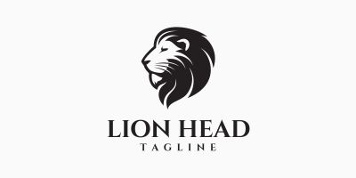 Lion Head Illustration Logo Template