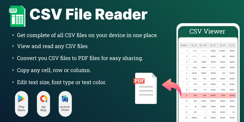 CSV File Reader  - Full Android App Template