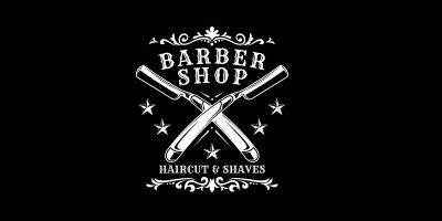 Black Brown Vintage Barber Shop Logo 