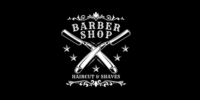 Black Brown Vintage Barber Shop Logo 