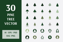 Pine Tree Vector - 30 Elements - 3 Logo Templates Screenshot 1