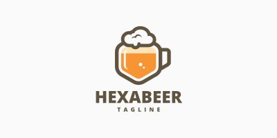 Hexagon Beer Logo Template