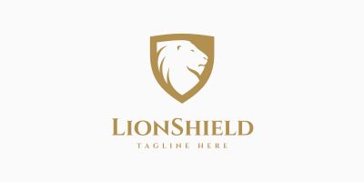 Lion Shield Vector Logo 