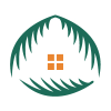 Coconut Palm Leaf House Logo Design Template