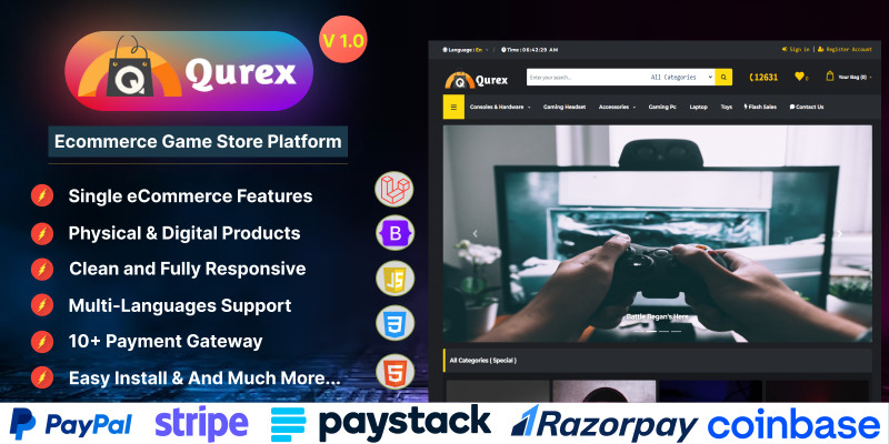 Qurex Store Game - Single Vendor Ecommerce Store
