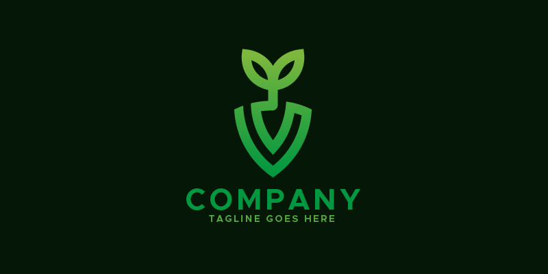 Shield Gardening Plant Logo 