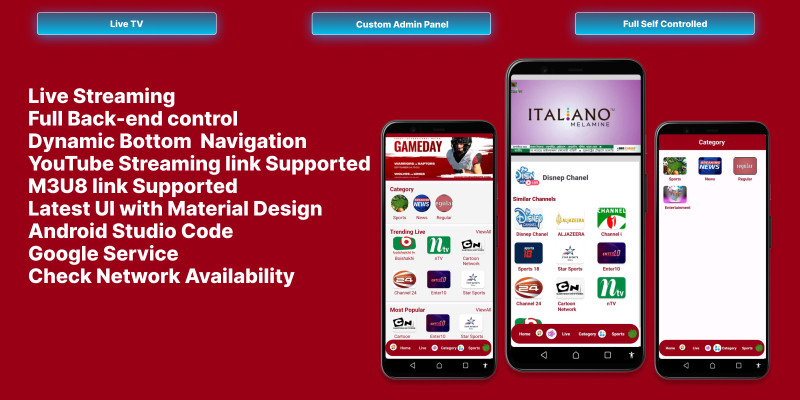 Android Online Live TV With Laravel Backend Panel