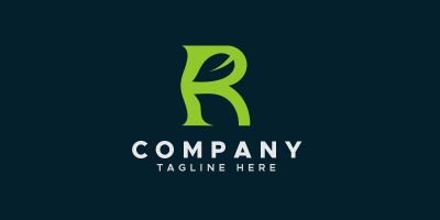 R Letter Plant Leaf Logo Design Template