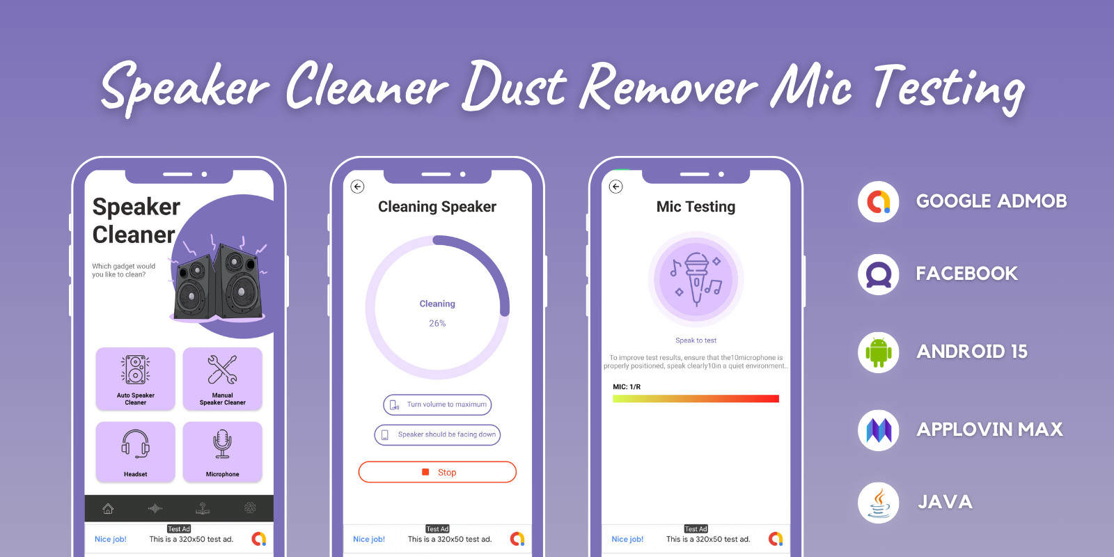 Speaker Cleaner Water Cleaner Android Source Code by MJAppsStudio