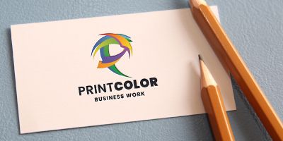 Print Color Letter P Logo