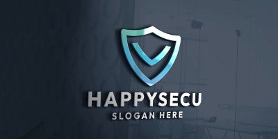 Happy Secure Shield Logo