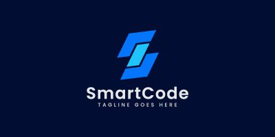S letter Coding logo design template