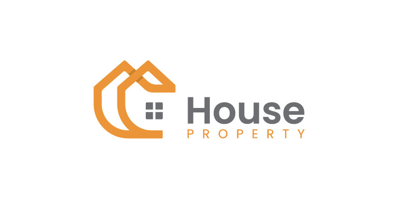 House Real Estate Line Logo Design Template