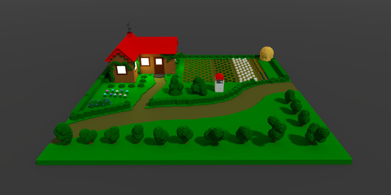Farm House Voxel 3D Object