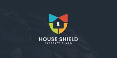 House Safety Shield Logo Design Template