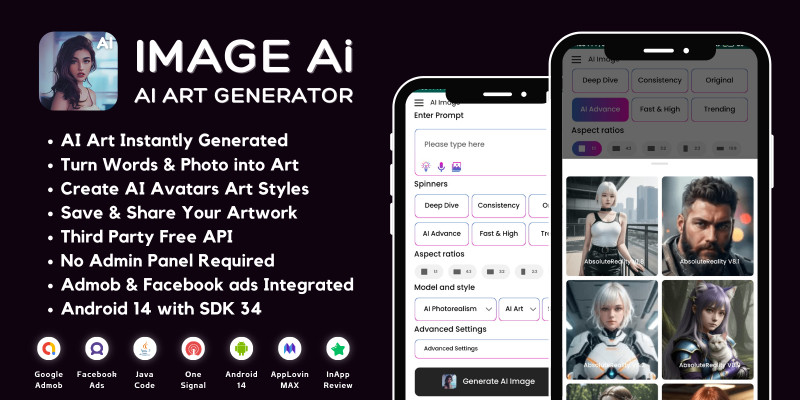ImageAI AI Art Generator with AdMob Ads Android