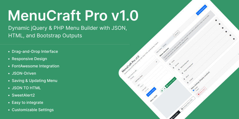 MenuCraft - Drag and Drop jQuery Menu Builder