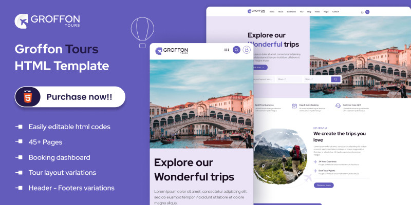 Tour Journeys Agency - TailwindCss HTML Template